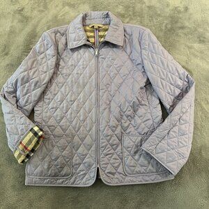 Burberry Brit Quilted Jacket Women's LARGE Lavender Purple Novacheck Full Zip